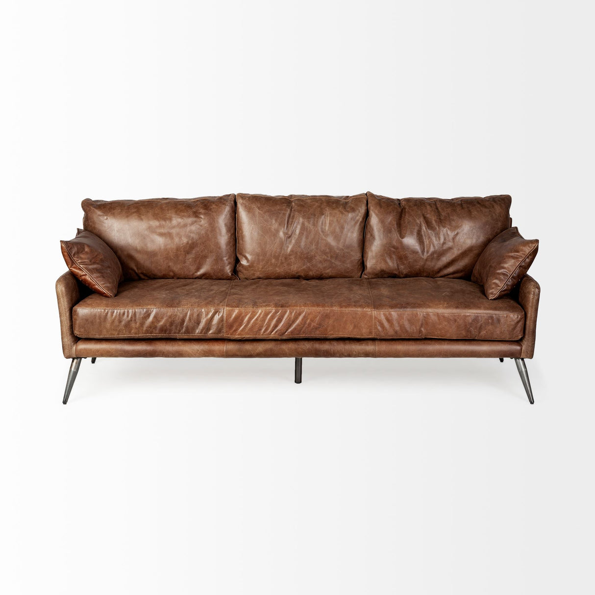 Cochrane II 82L x 33W x 32.25H Brown Leather Three Seater Sofa from Mercana - Luna Furniture