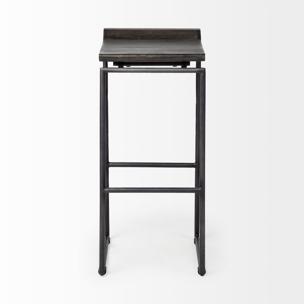 Givens 30.25"H Seat Height Black Wood Seat Black Metal Base Stool from Mercana - Luna Furniture
