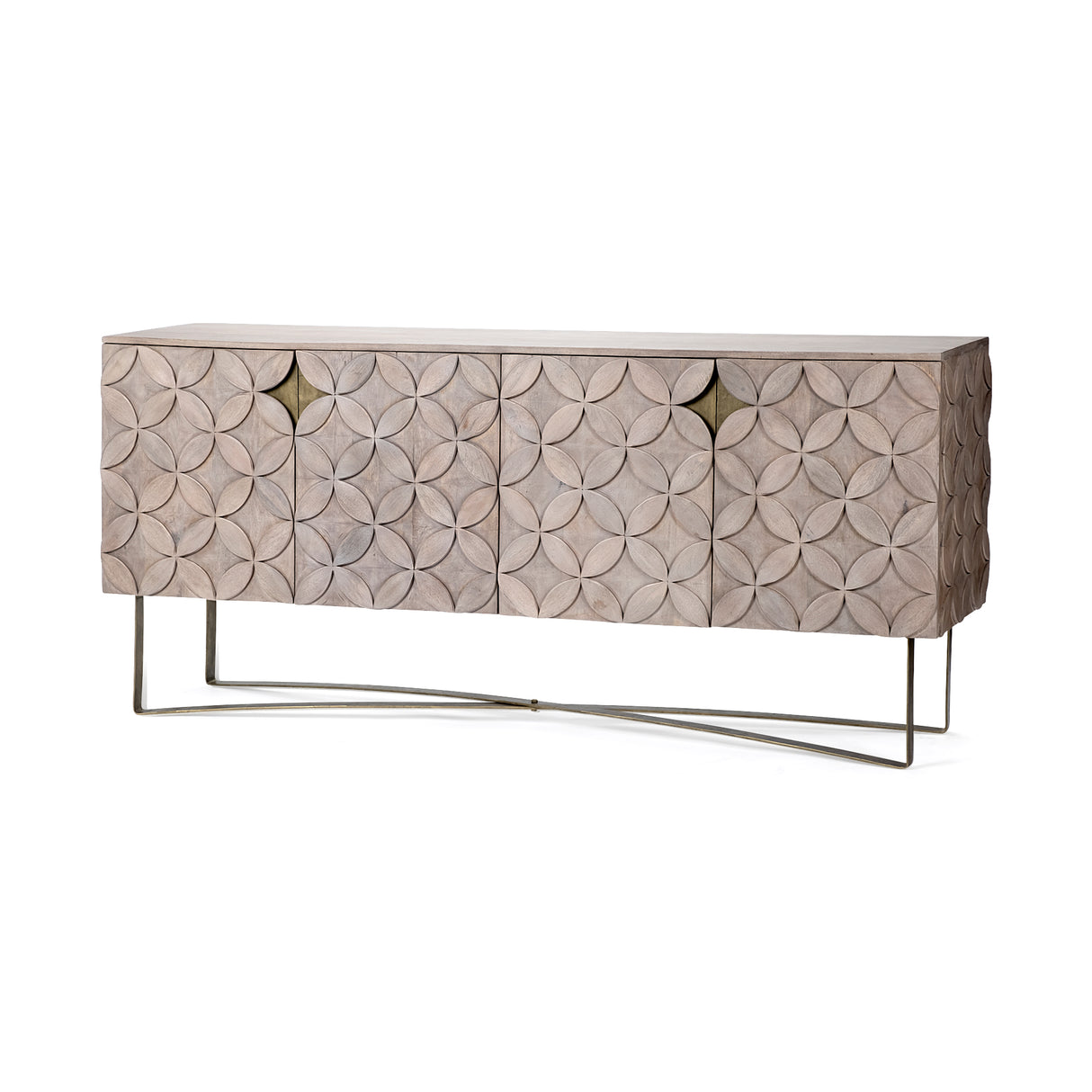 Excelsior I (72x18.3) Solid Wood Gold Metal Base 4 Cabinet Door SideBoard from Mercana - Luna Furniture