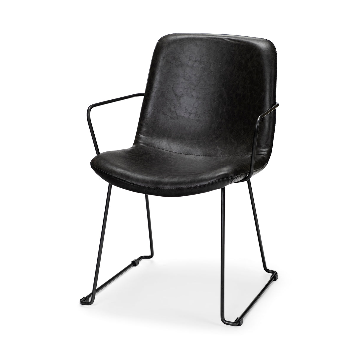 Sawyer II Black Faux-Leather Seat Black Iron Frame Dining Chair from Mercana - Luna Furniture