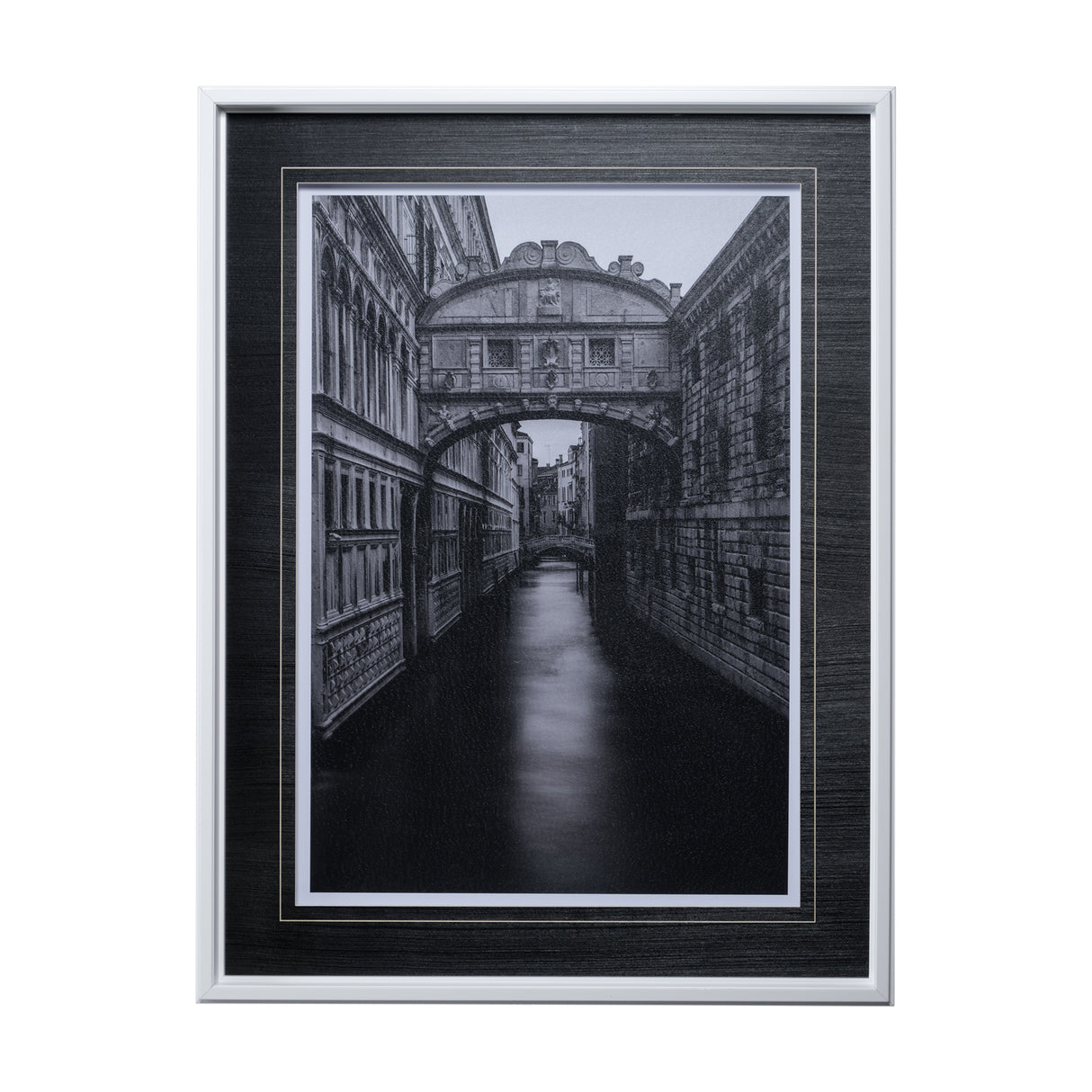 B&W Bridge of Sighs by Danny Head a Hand Embellished Textured Framed Photo Art Print Matted under Gl from Mercana - Luna Furniture