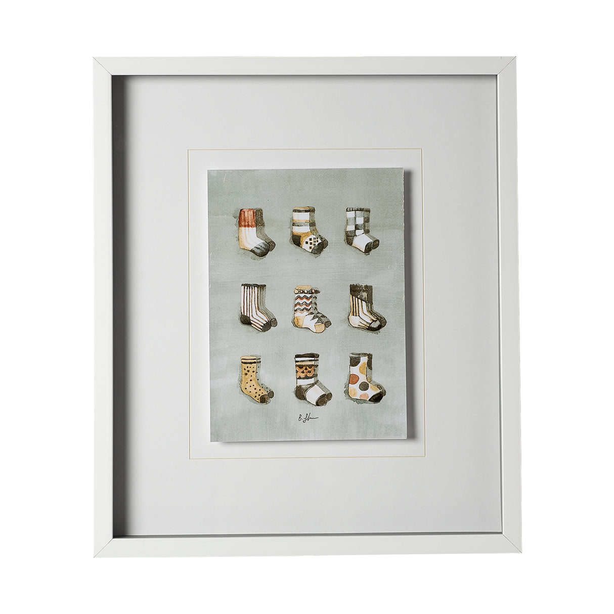 Sock I by Barbara Fleming a Hand Embellished Textured Framed Art Print Matted under Glass from Mercana - Luna Furniture