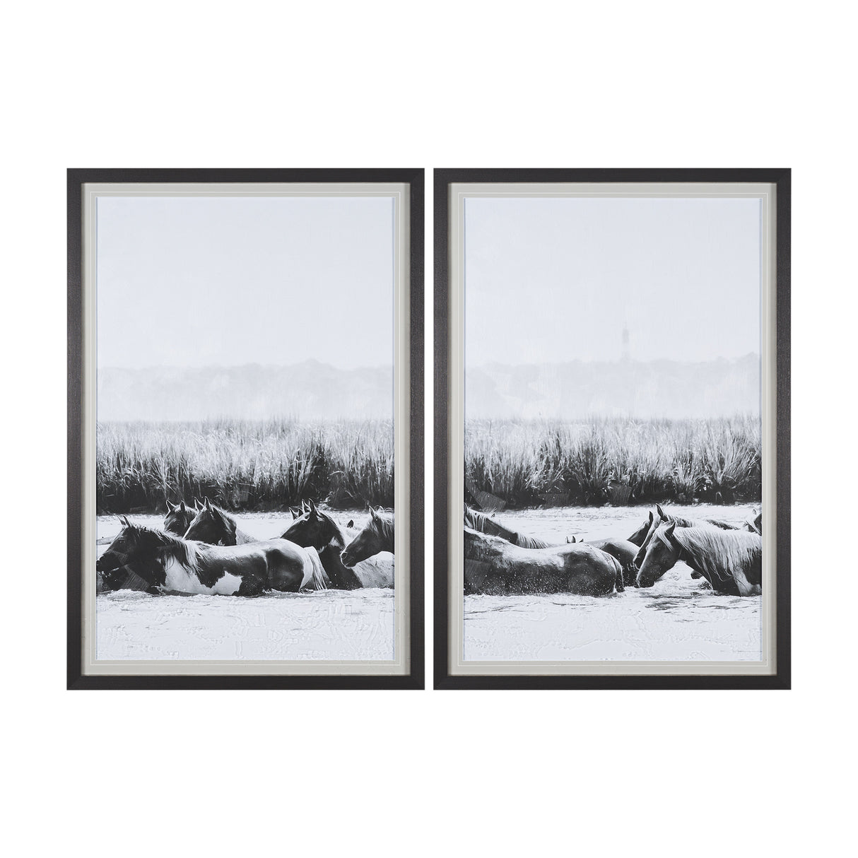 Water Horses III 1 by PH Burchett a Hand Embellished Textured Framed Photo Art Print Matted under Gl from Mercana - Luna Furniture