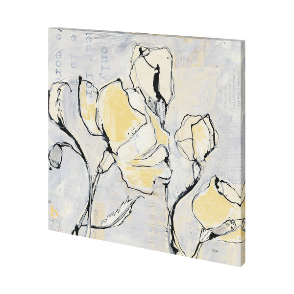 Again II with Yellow by Mercana Studio a Hand Embellished Textured Canvas