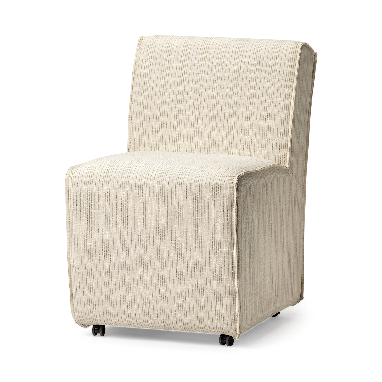 Damon Fully Upholstered Cream-Toned Fabric Dining Chair on Casters, Set of 2 from Mercana - Luna Furniture