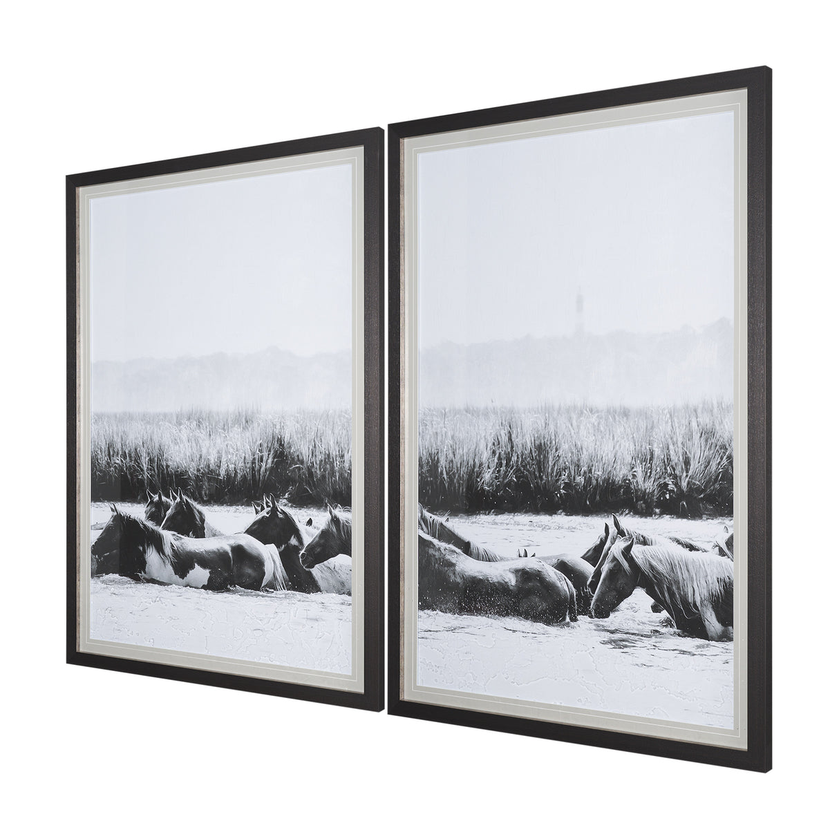 Water Horses III 1 by PH Burchett a Hand Embellished Textured Framed Photo Art Print Matted under Gl from Mercana - Luna Furniture