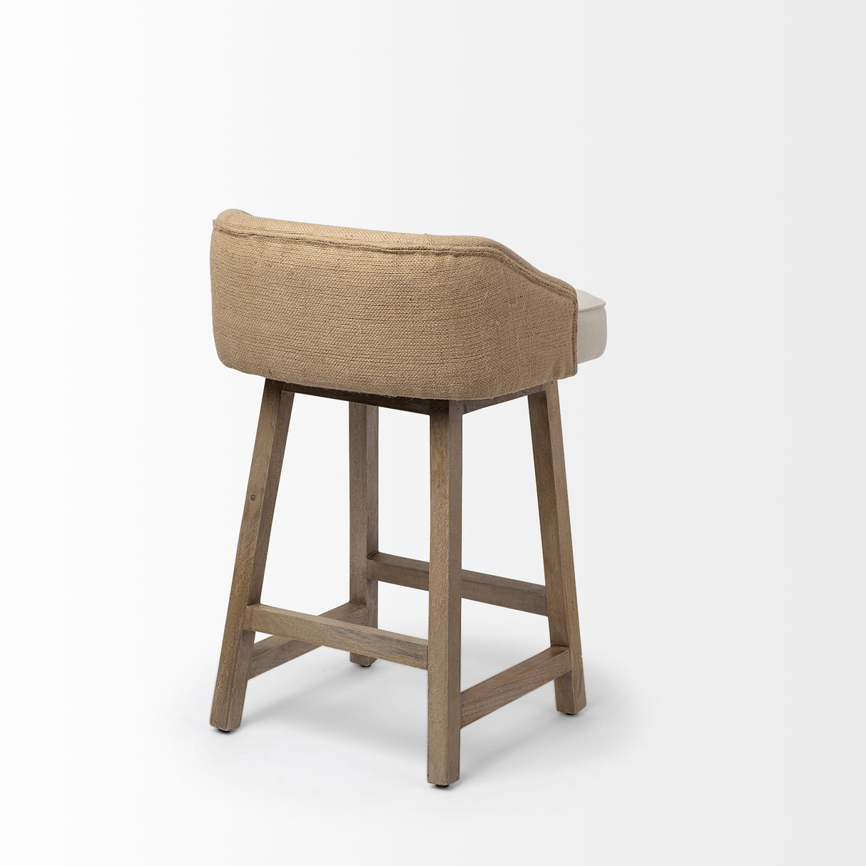 Monmouth 24.25" Seat Height Cream/Beige Fabric Seat Brown Wood Frame Counter Stool from Mercana - Luna Furniture
