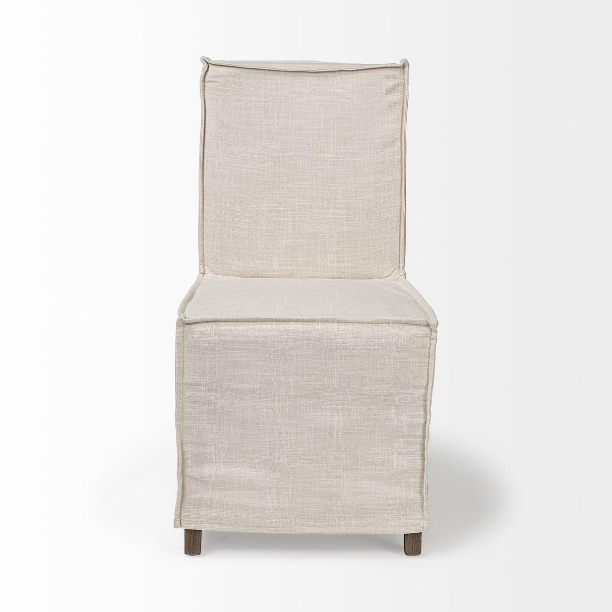 Elbert I Cream Fabric Slip-Cover Brown Wooden Base Dining Chair, Set of 2 from Mercana - Luna Furniture