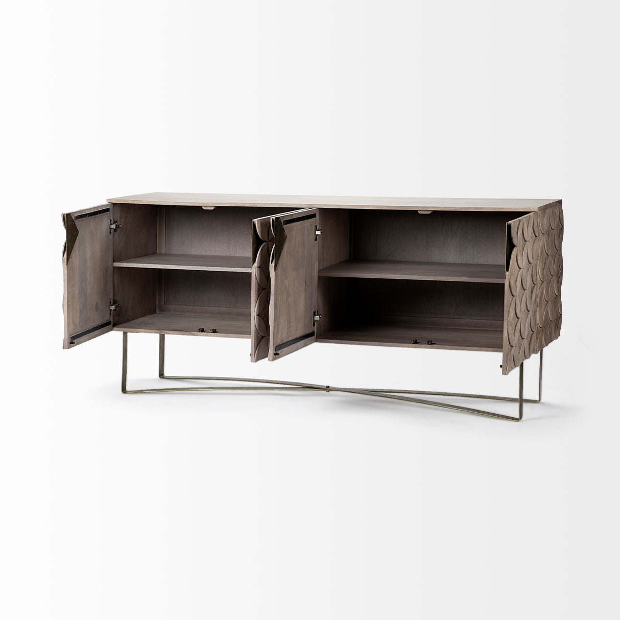 Excelsior I (72x18.3) Solid Wood Gold Metal Base 4 Cabinet Door SideBoard from Mercana - Luna Furniture