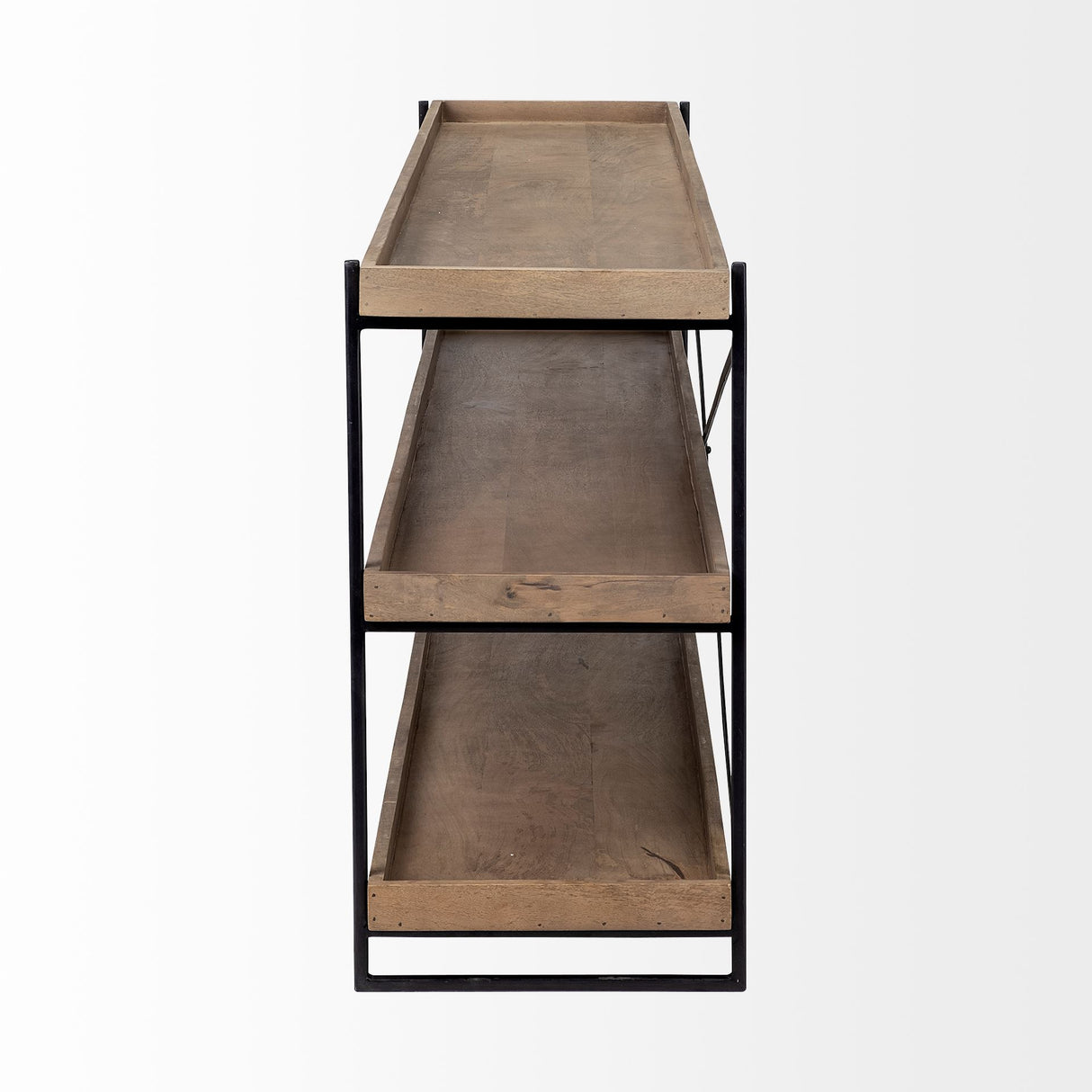 Trey I 80L x 16W Brown Wood and Black Iron Console Table from Mercana - Luna Furniture