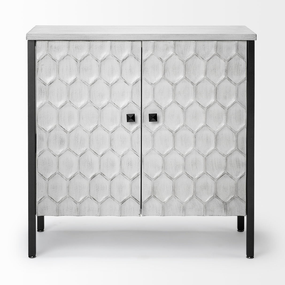 Savannah White Fir Veneer w/ Gray Metal 2-Door Accent Cabinet from Mercana - Luna Furniture