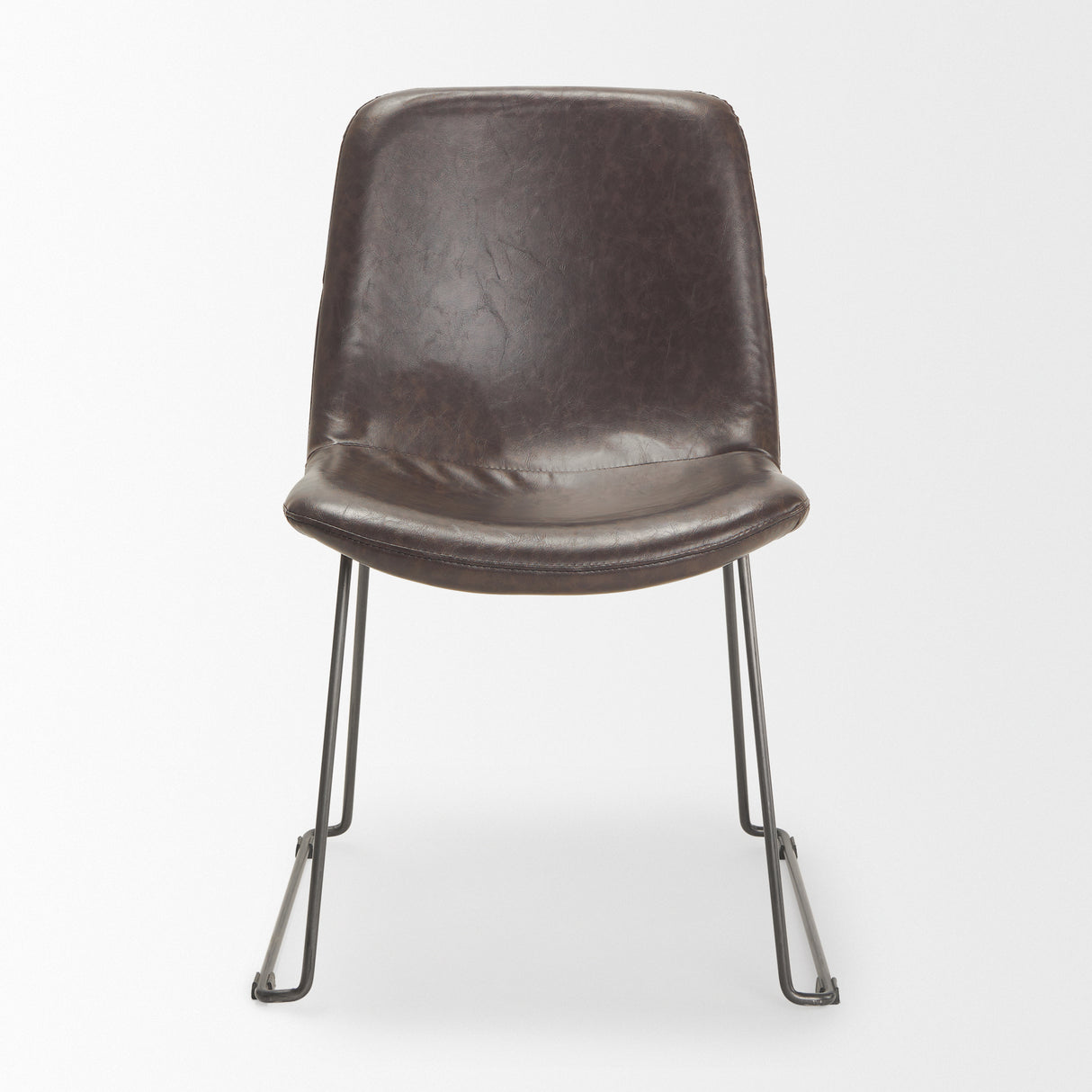 Sawyer I Dark Brown Faux-Leather Seat Black Iron Frame Dining Chair, Set of 2 from Mercana - Luna Furniture