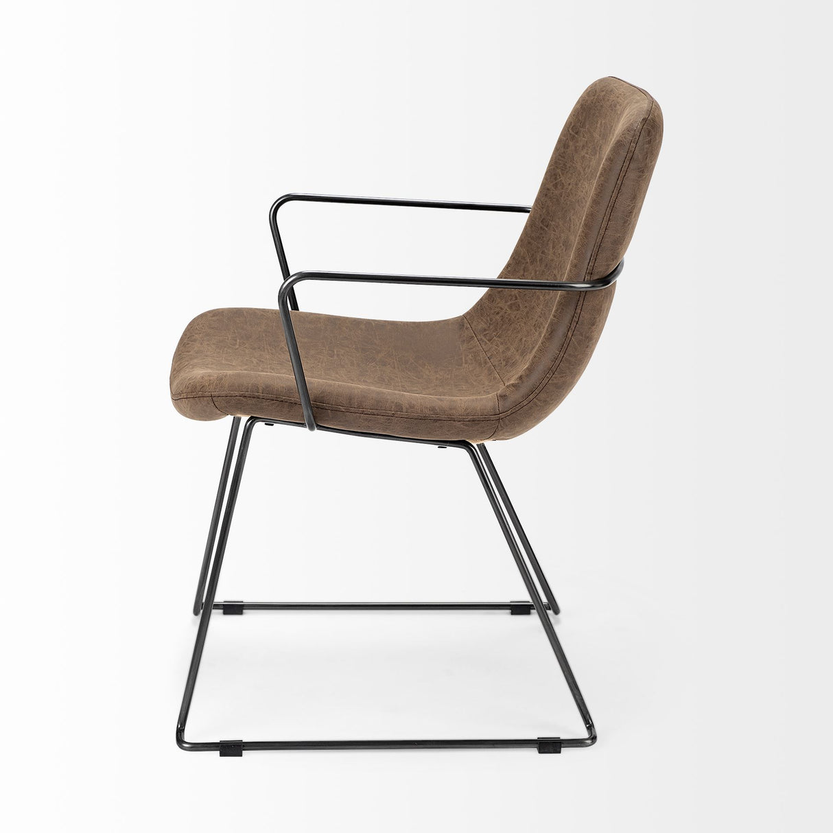 Sawyer II Brown Faux-Leather Seat Black Iron Frame Dining Chair from Mercana - Luna Furniture