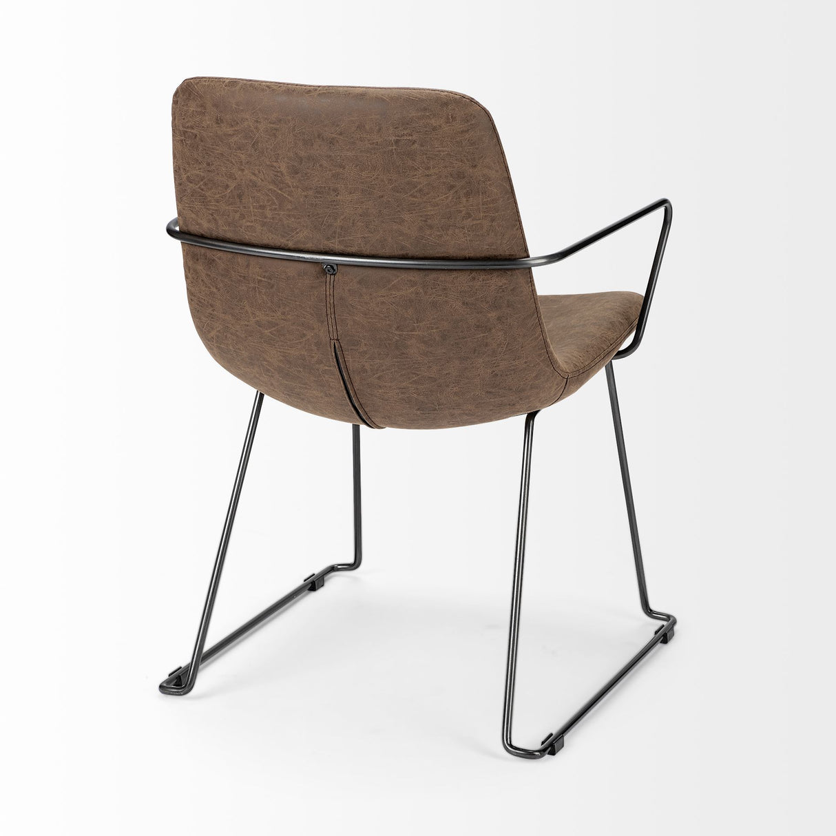 Sawyer II Brown Faux-Leather Seat Black Iron Frame Dining Chair from Mercana - Luna Furniture