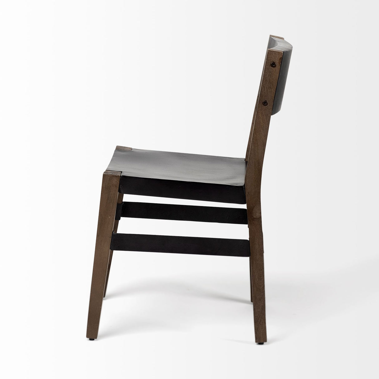 Nell I Black Iron Seat Solid Brown Wooden Base Dining Chair from Mercana - Luna Furniture