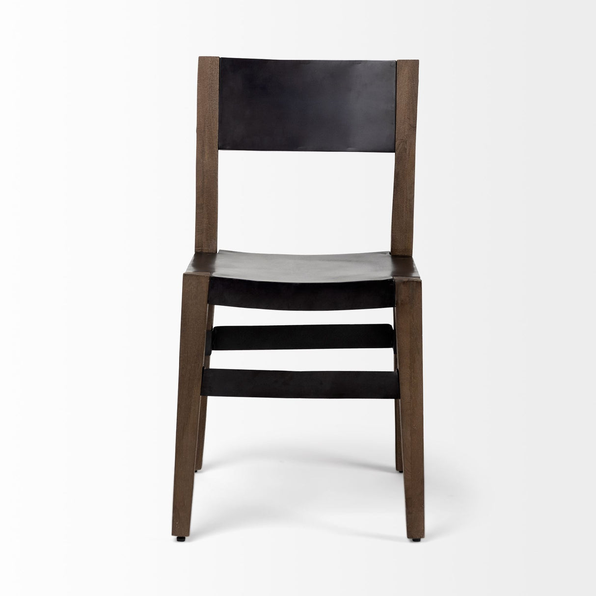 Nell I Black Iron Seat Solid Brown Wooden Base Dining Chair from Mercana - Luna Furniture