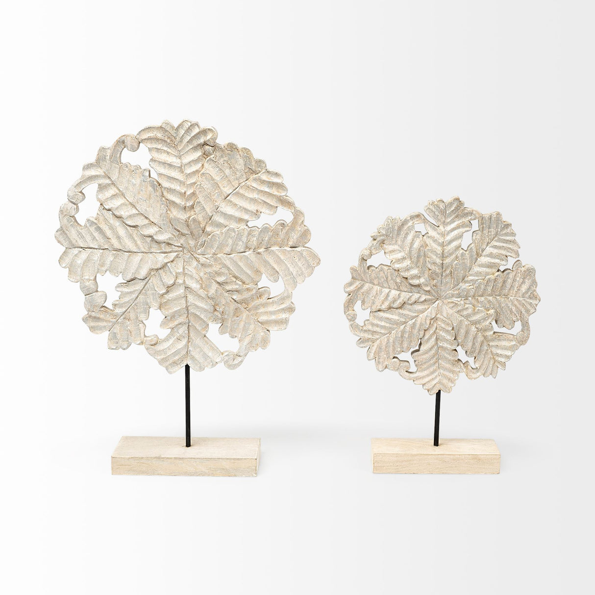 Kamara I (Small) 12L x 4W White Washed Wood W/Antiqued Silver Botanical Decorative Object from Mercana - Luna Furniture
