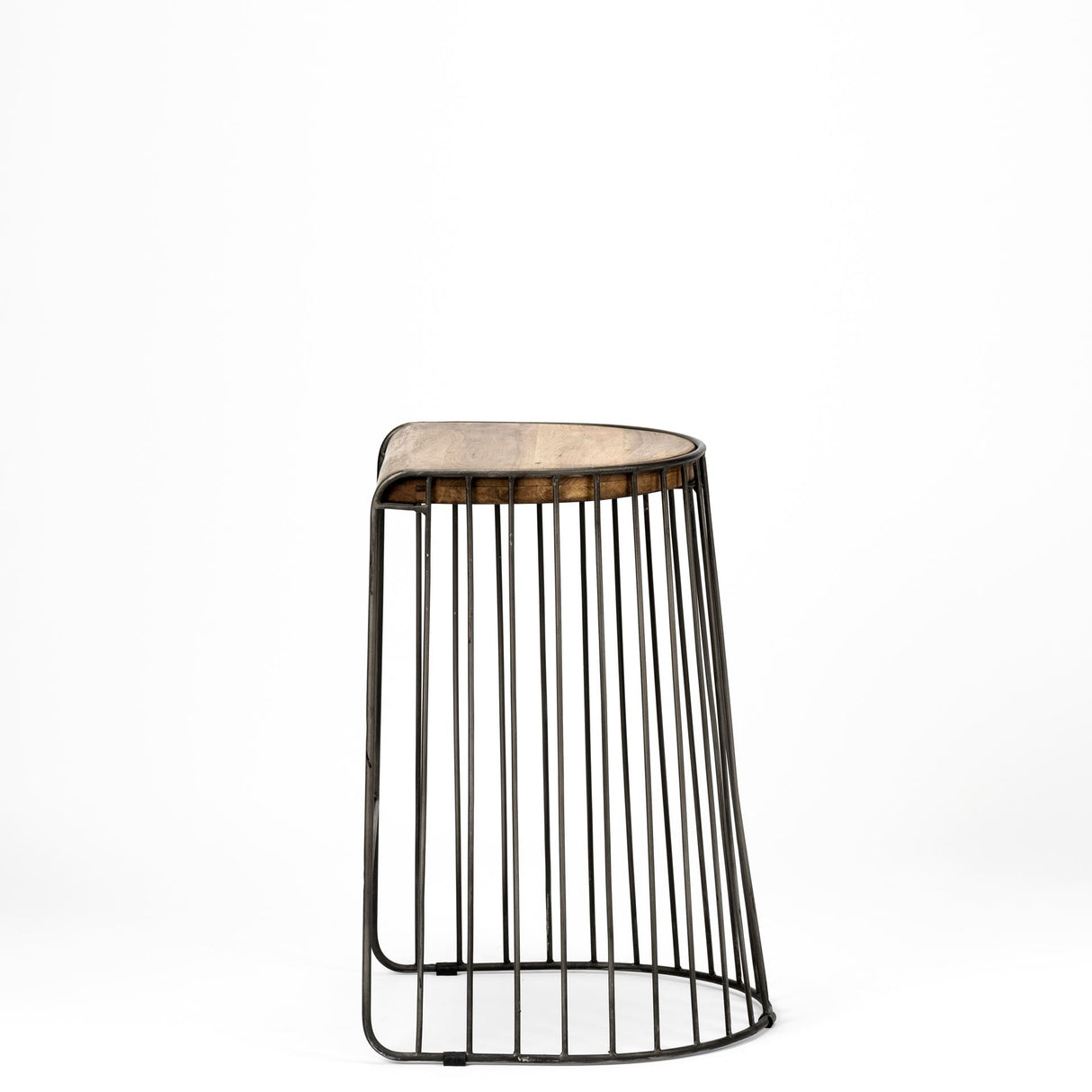 Seagram 25.6" Seat Height Brown Wood Seat Black Metal Frame Stool from Mercana - Luna Furniture
