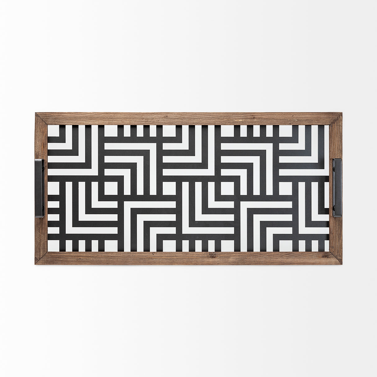 Fantuz 32L x 16W Gray Metal, Wood and Glass Serving Tray from Mercana - Luna Furniture