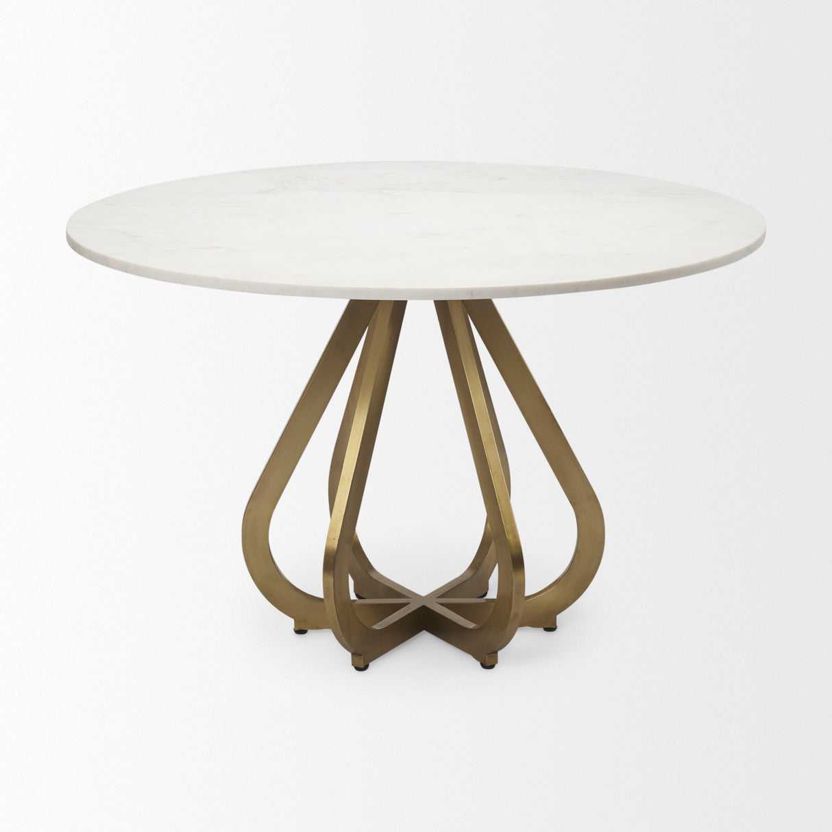 Laurent 48" Marble Top Gold Metal Base Dining Table from Mercana - Luna Furniture
