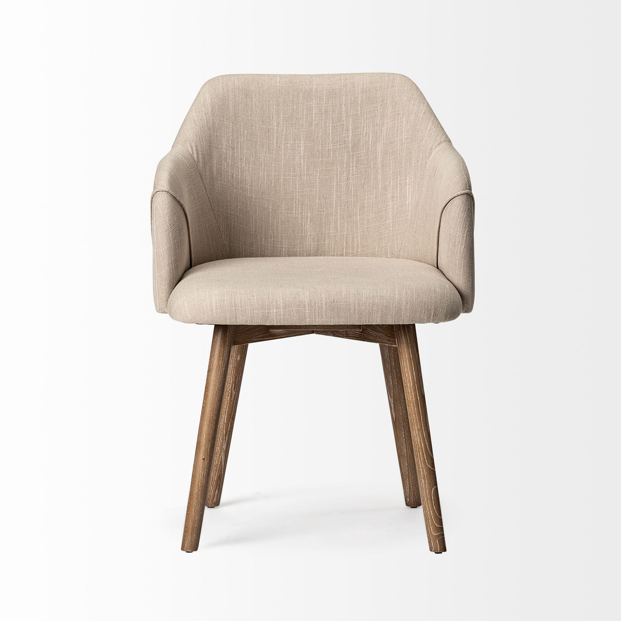 Ronald II Cream Fabric Wrap Brown Wooden Base Dining Chair from Mercana - Luna Furniture