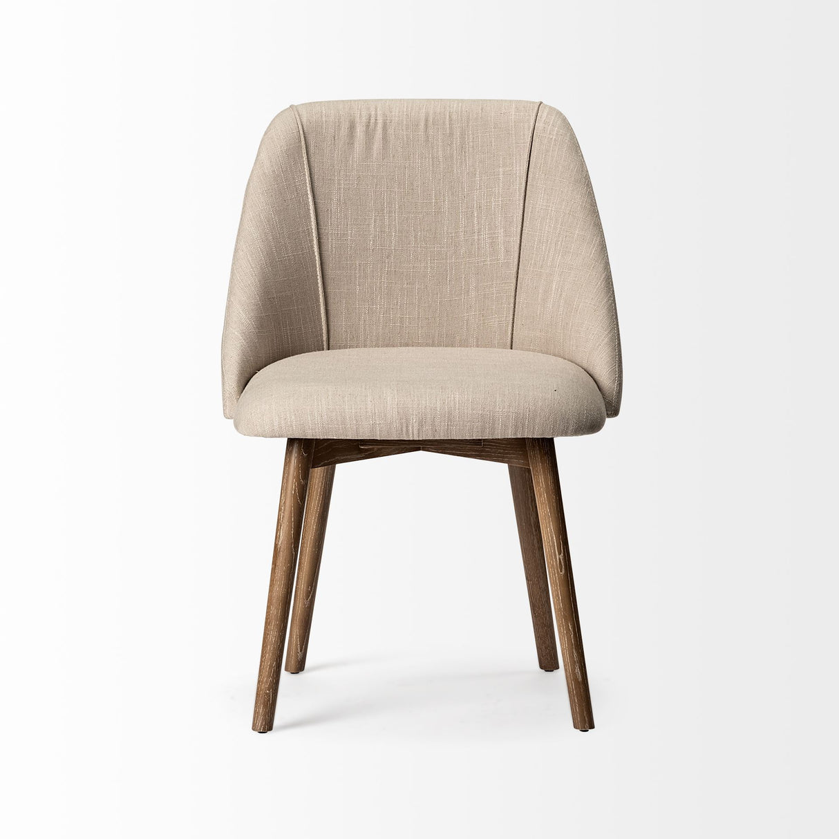 Ronald I Cream Fabric Wrap Brown Wooden Base Dining Chair, Set of 2 from Mercana - Luna Furniture