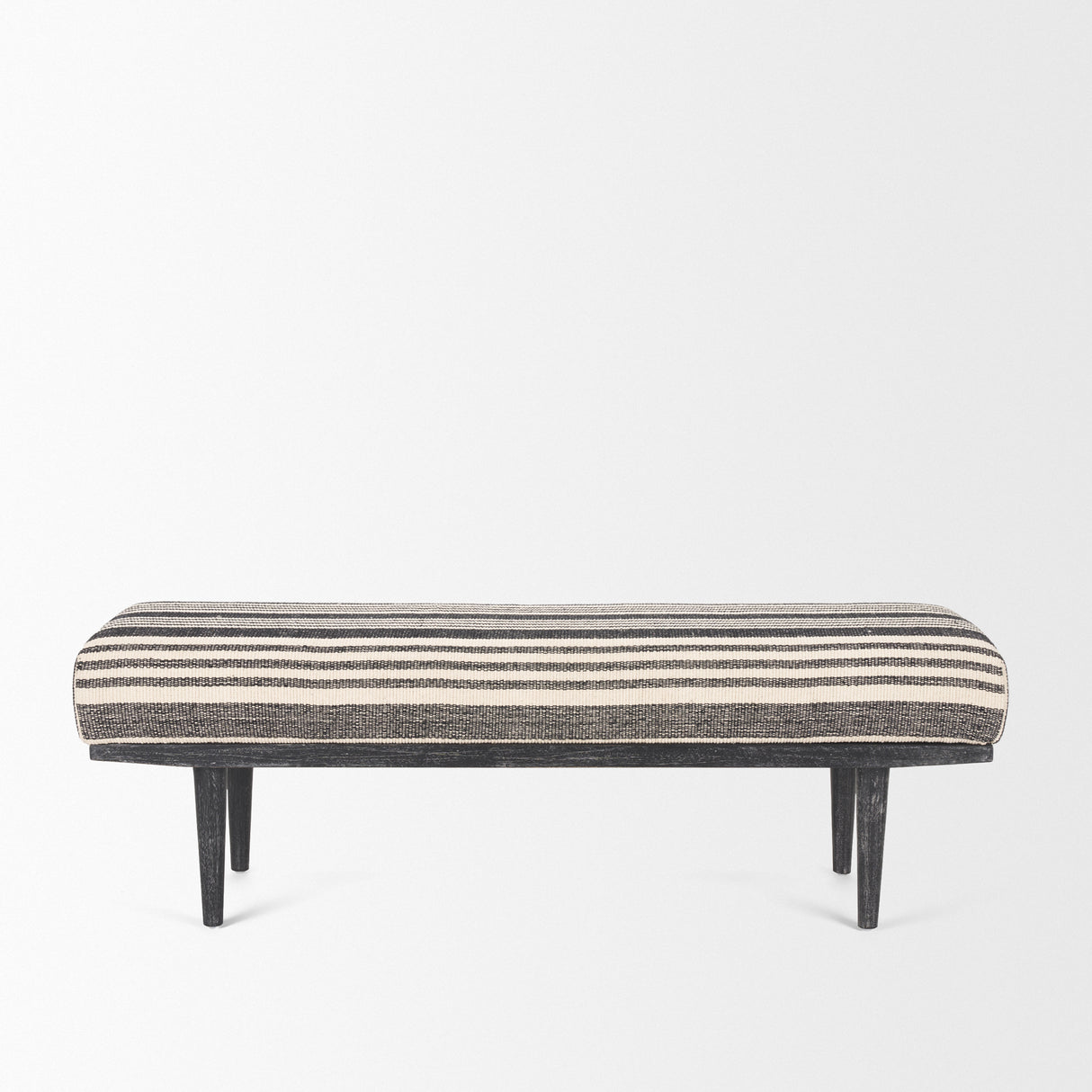 Shae Black Wood w/ Black and Cream Upholstered Bench from Mercana - Luna Furniture
