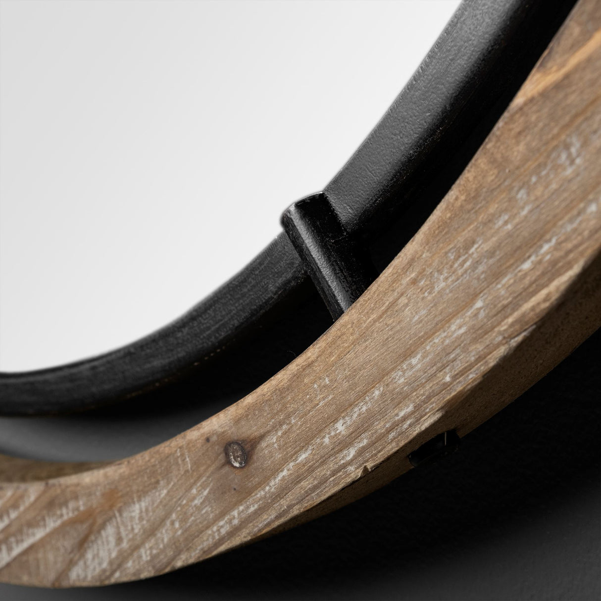 Josi 19" Brown Wood and Black Metal Frame Mirror from Mercana - Luna Furniture