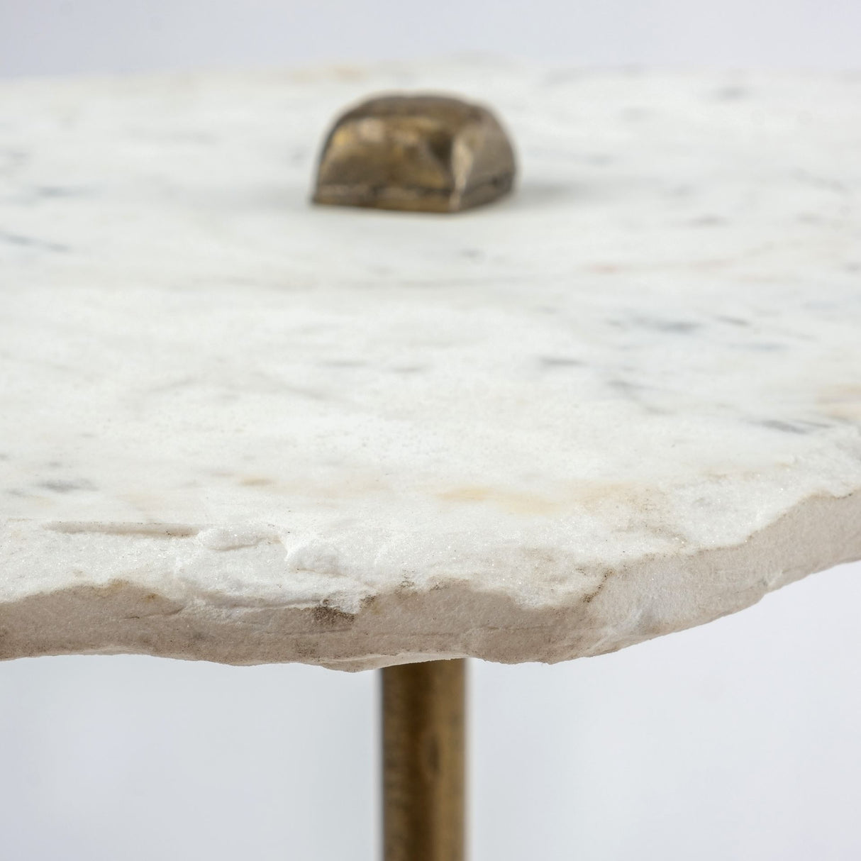 Pinera II 19L x 19W White Marble W/ Triangluar Gold Iron Base Accent Table from Mercana - Luna Furniture