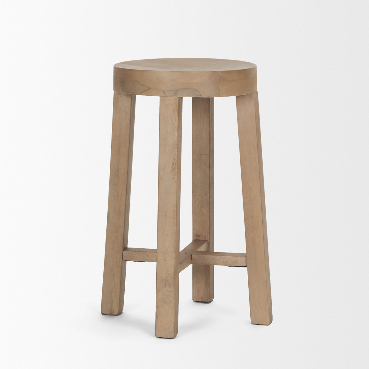 Brahma 26" Total Height White Washed Wood Stool from Mercana - Luna Furniture