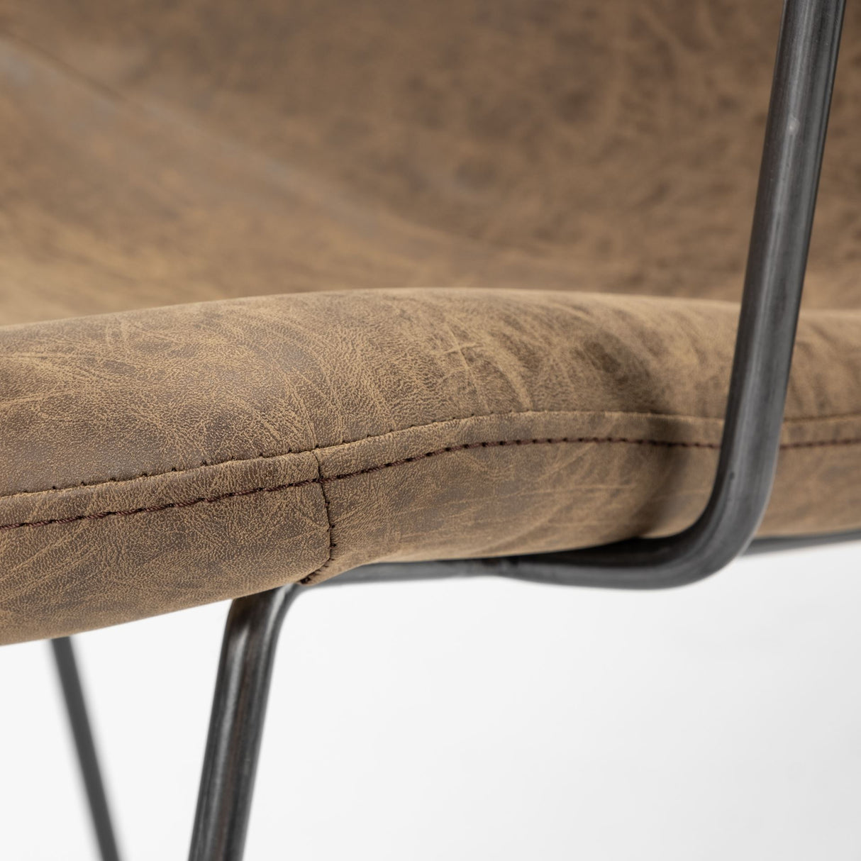 Sawyer II Brown Faux-Leather Seat Black Iron Frame Dining Chair from Mercana - Luna Furniture