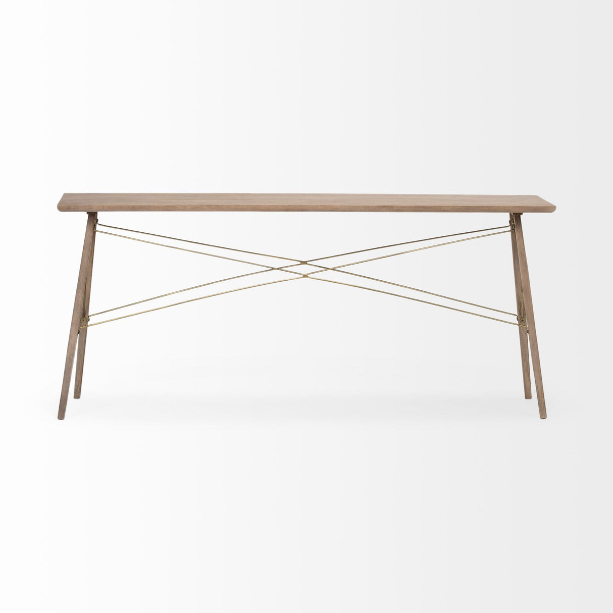 Kirby I 66L x 16W Brown Wooden Cross Braced Console Table from Mercana - Luna Furniture