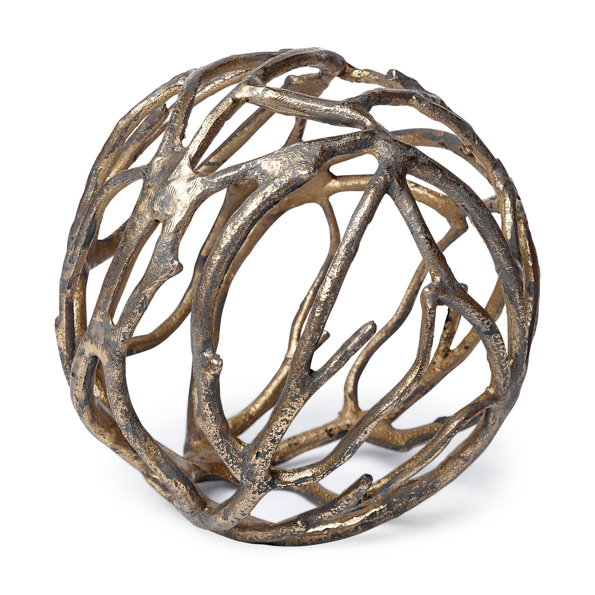 Sphaira Noir II Large 7L x 7W Gold Cast Aluminum Decorative Tree Branch Orb from Mercana - Luna Furniture