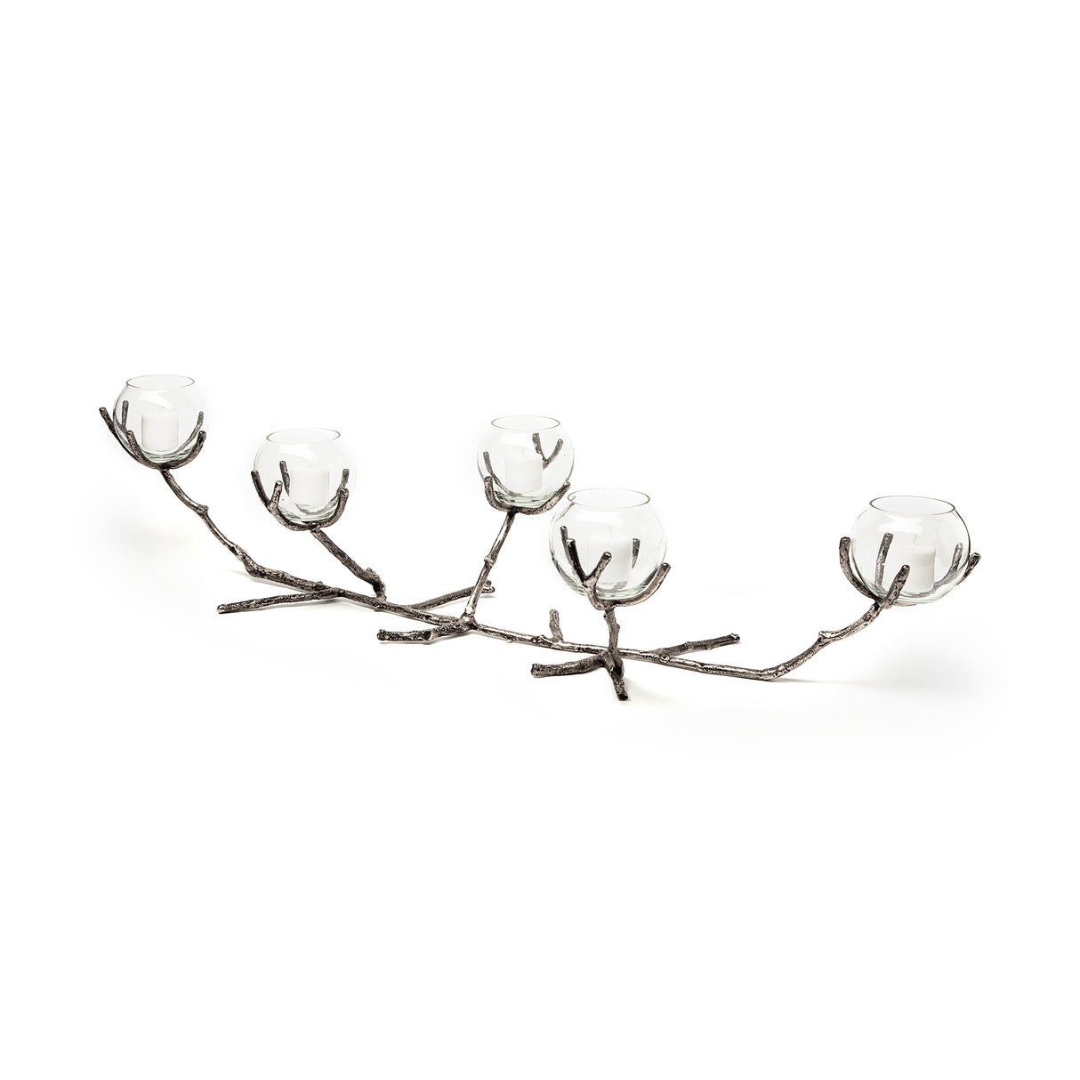 Vine I Distressed Silver Metal Creeper Five Candle Table Candle Holder from Mercana - Luna Furniture