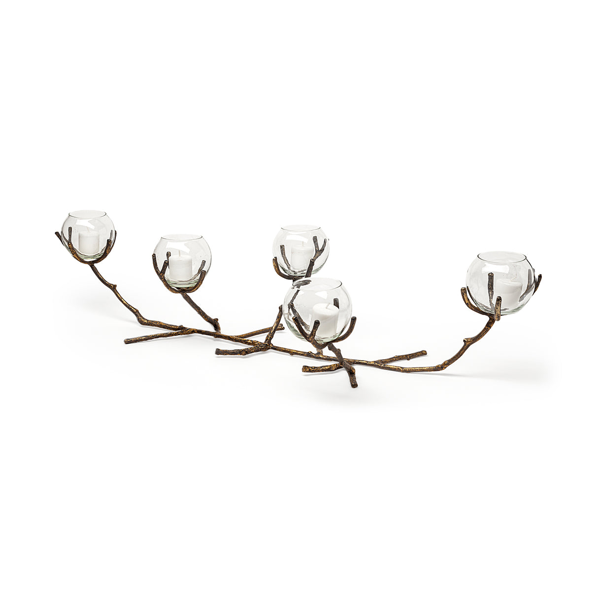 Vine II Distressed Gold Metal Creeper Five Candle Table Candle Holder from Mercana - Luna Furniture