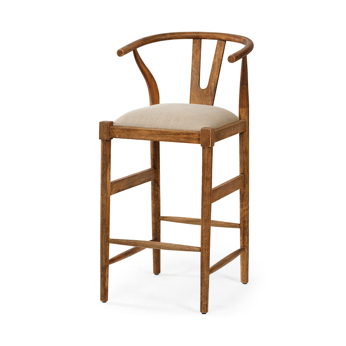 Trixie Cream Upholstered Seat Brown Wood Frame Bar Stool from Mercana - Luna Furniture