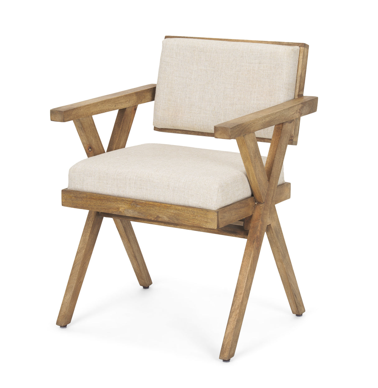 Topanga I Cream Fabric Wrap Medium Brown Wooden Frame Dining Chair from Mercana - Luna Furniture