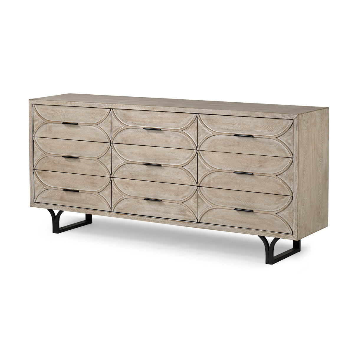 Giselle II Brown Fir Veneer W/Black Metal Leg 9 Drawer Sideboard from Mercana - Luna Furniture