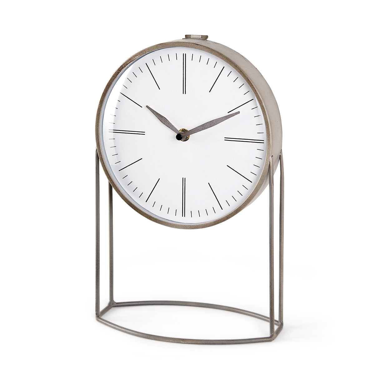 Aurus Matte Gray Metal Table Clock from Mercana - Luna Furniture