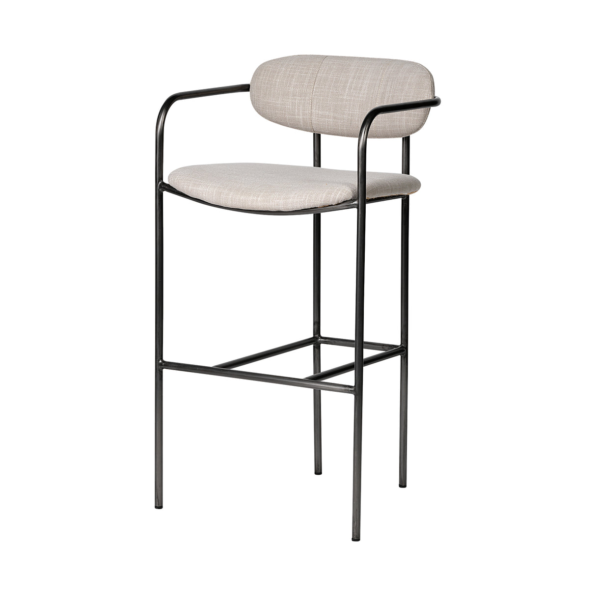 Parker 30" Seat Height Beige Fabric Seat Gun Metal Grey Metal Bar Stool from Mercana - Luna Furniture