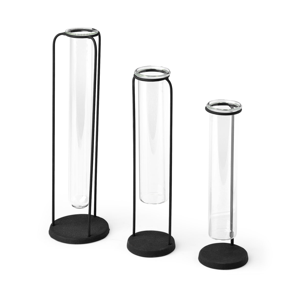 Beeker Set Of Three Black Metal Test Tube Style Vases from Mercana - Luna Furniture