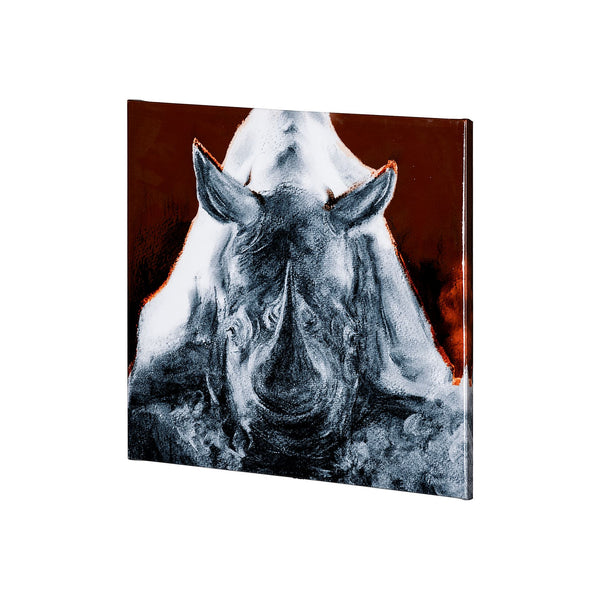 Rhino Burn Orange by Mercana Studio a Hand Embellished Textured Canvas