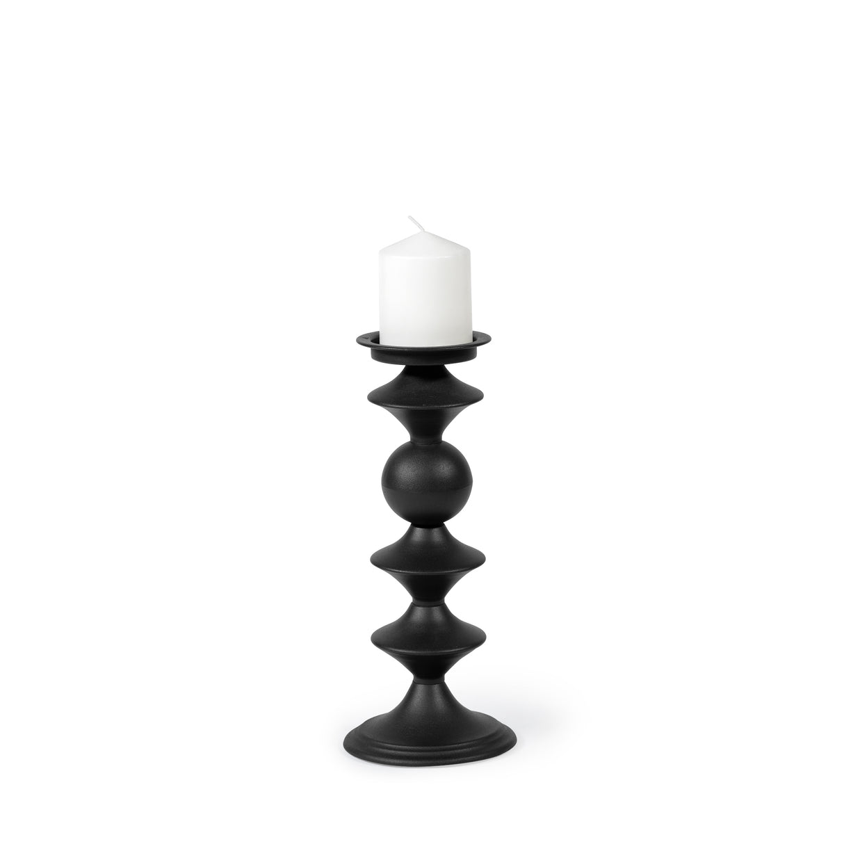 Candelero I Small Black Metal Grooved Table Candle Holder from Mercana - Luna Furniture