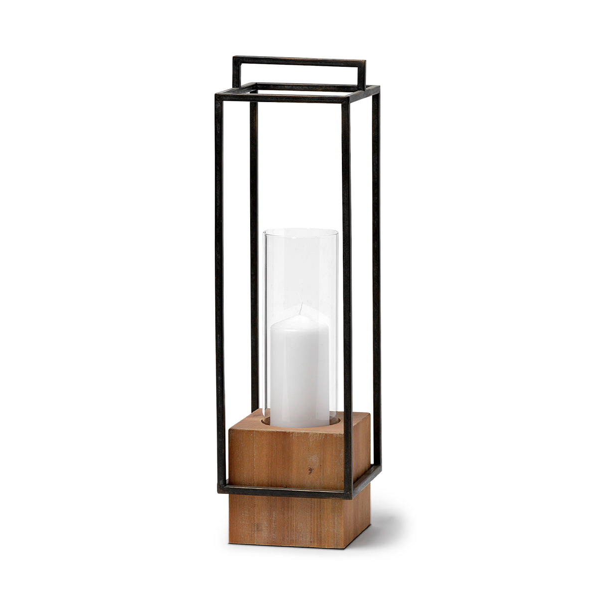 Orionis Large Wood w/ Black Metal Lantern Candle Holder from Mercana - Luna Furniture
