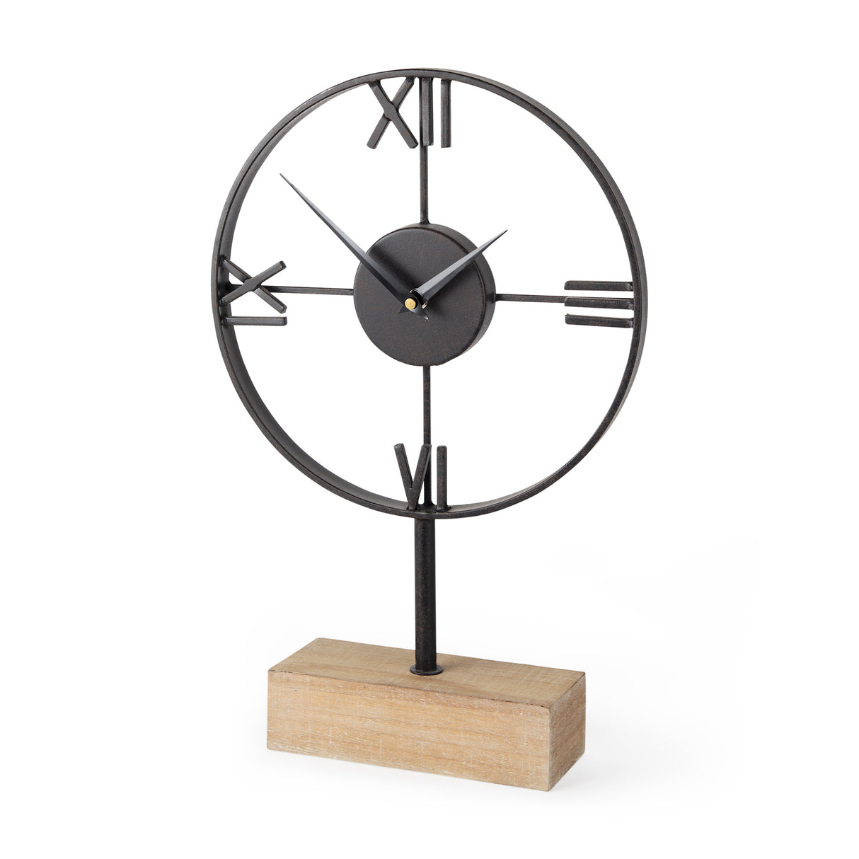 Oris Black Metal/Wood Open Frame Table Clock from Mercana - Luna Furniture