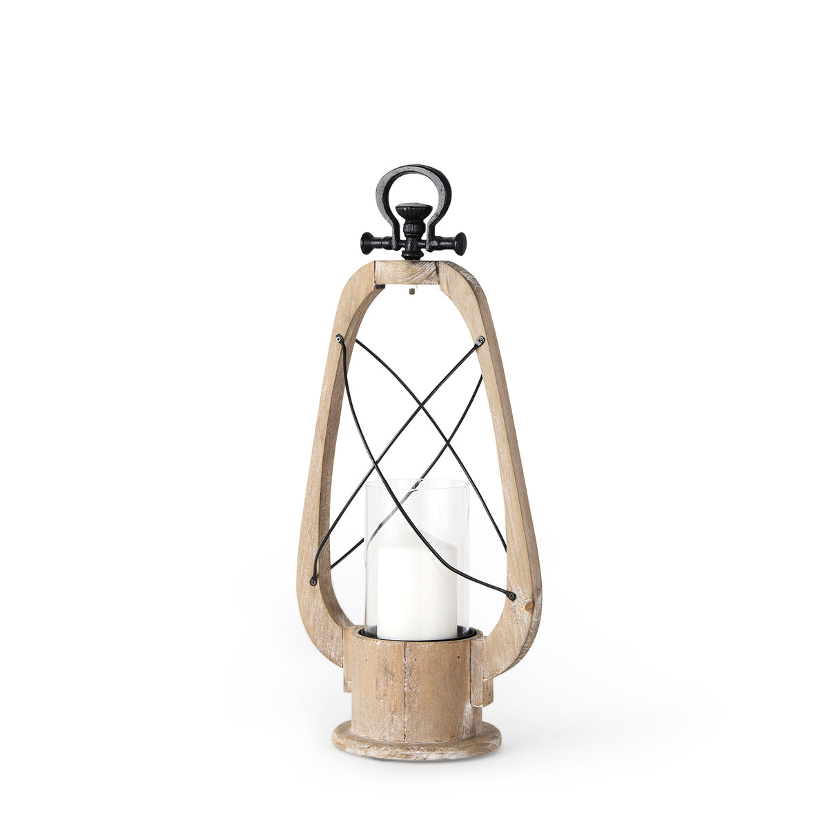 Zain I Small Brown Wooden Vintage Inspired Candle Holder Lantern from Mercana - Luna Furniture