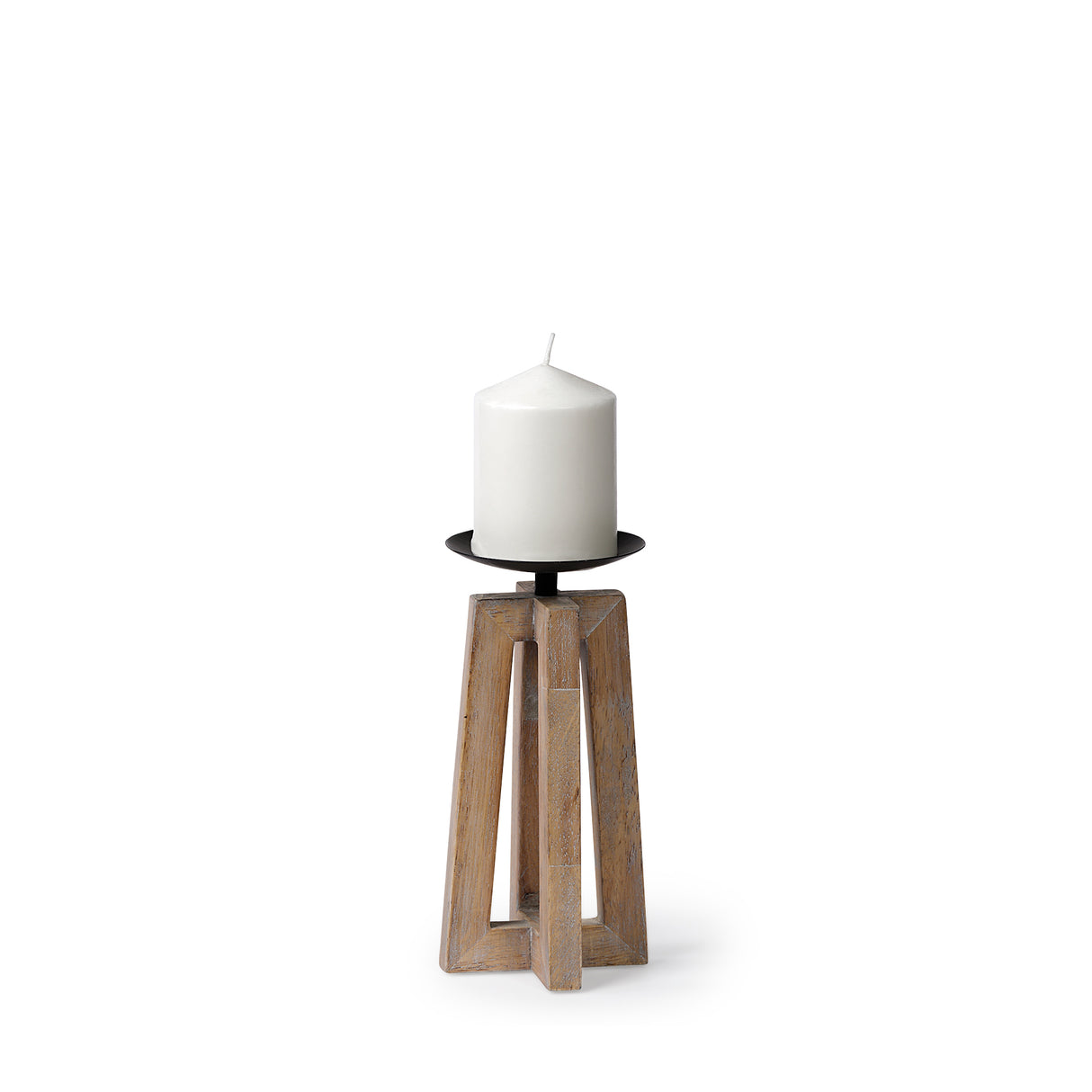 Astra Small Light Brown Wood Pedestal Base Table Candle Holder from Mercana - Luna Furniture