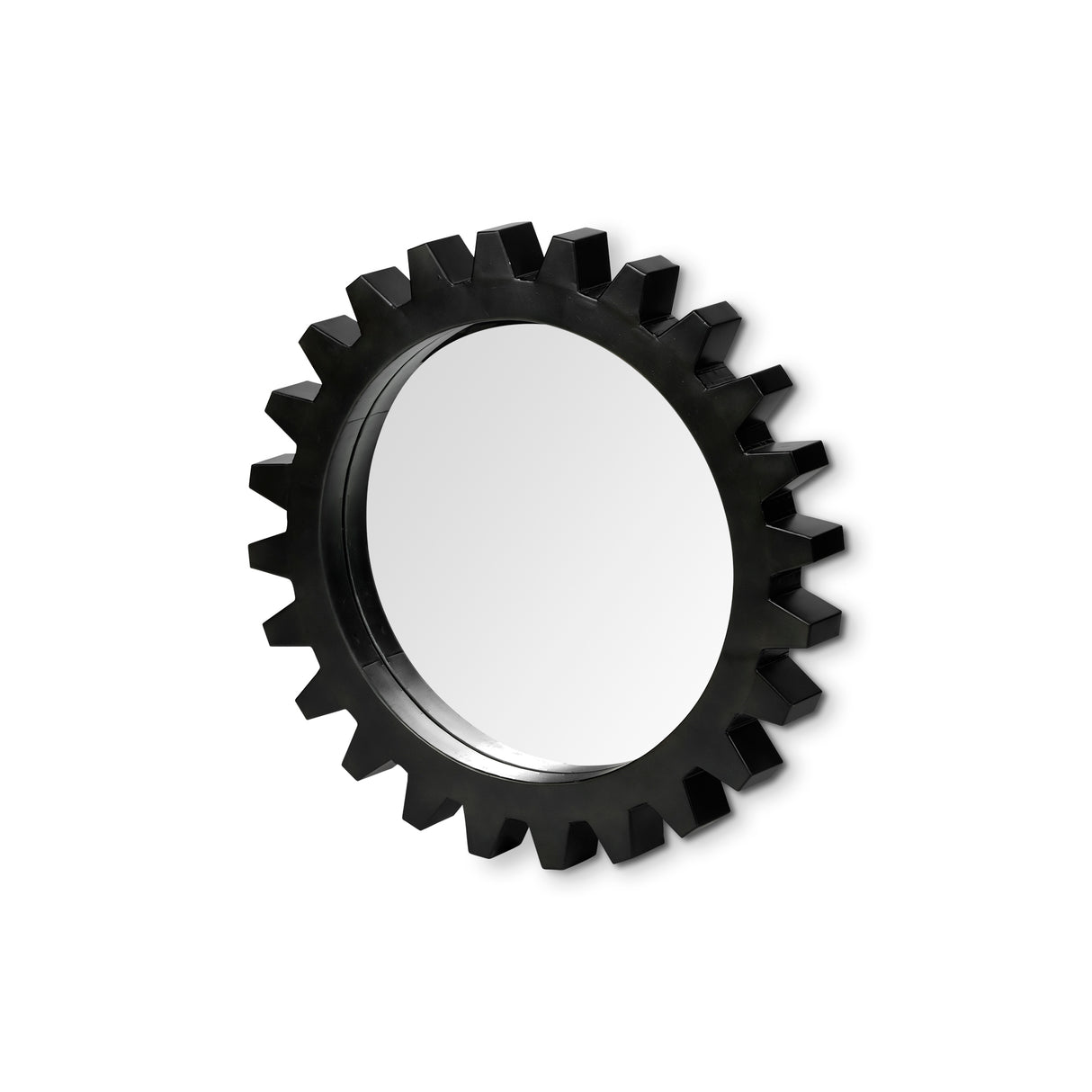 Alloy Cog 26" Round Black Metal Frame Mirror from Mercana - Luna Furniture