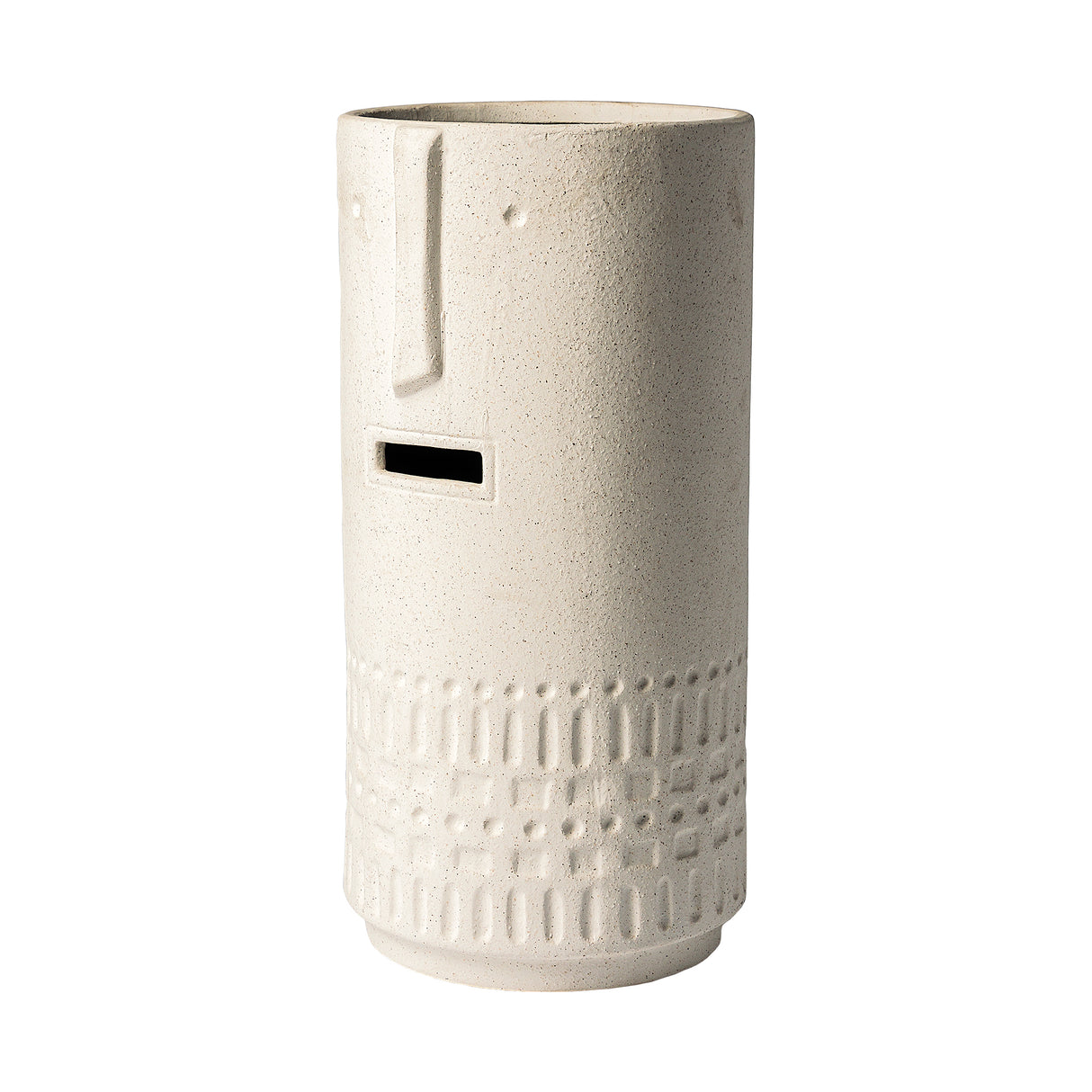 Jacob II Tall White Ceramic Smiling Face Vase from Mercana - Luna Furniture