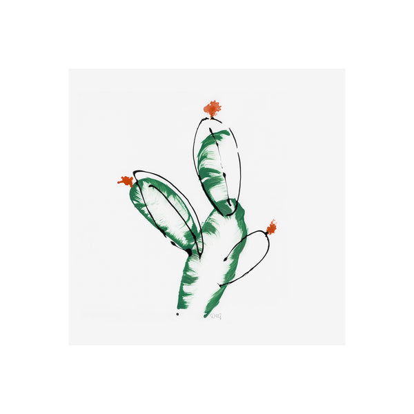 Cactus I by WRG a Hand Embellished Textured Canvas